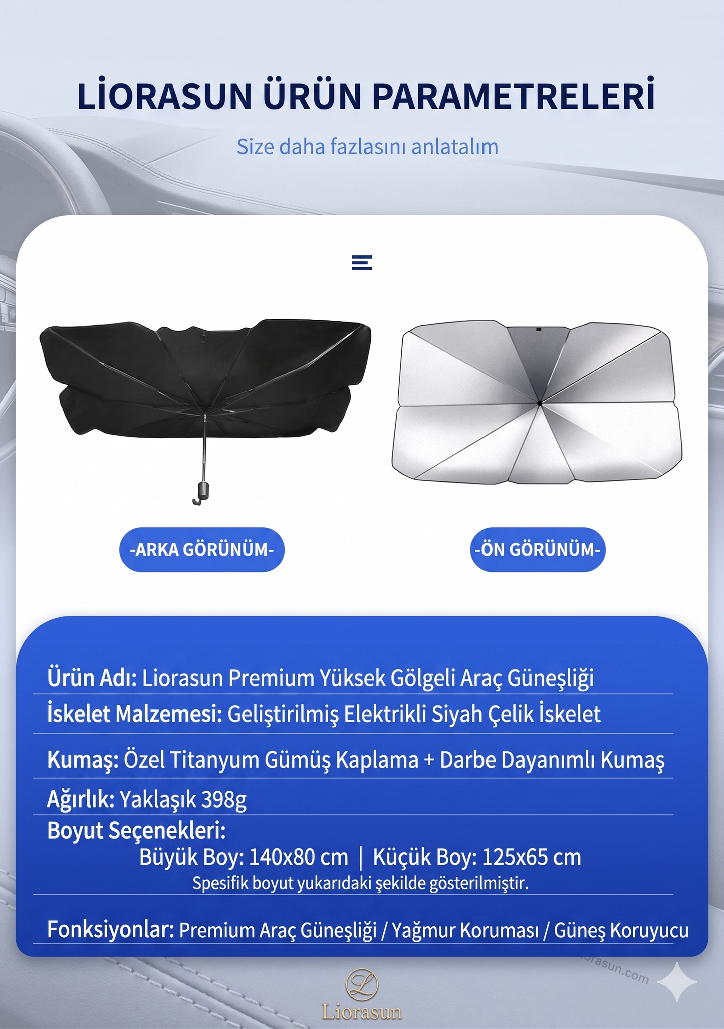 LioraSunCar Güneşlik